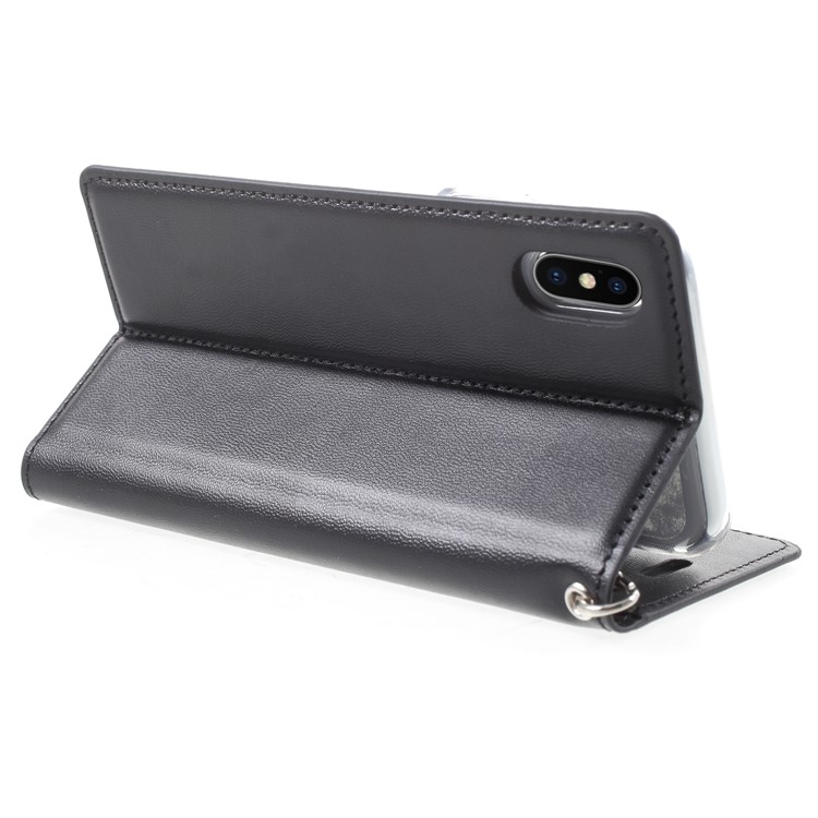 MERCURY GOOSPERY Blue Moon Wallet Leather Case with Hand Strap for iPhone X - Black-5