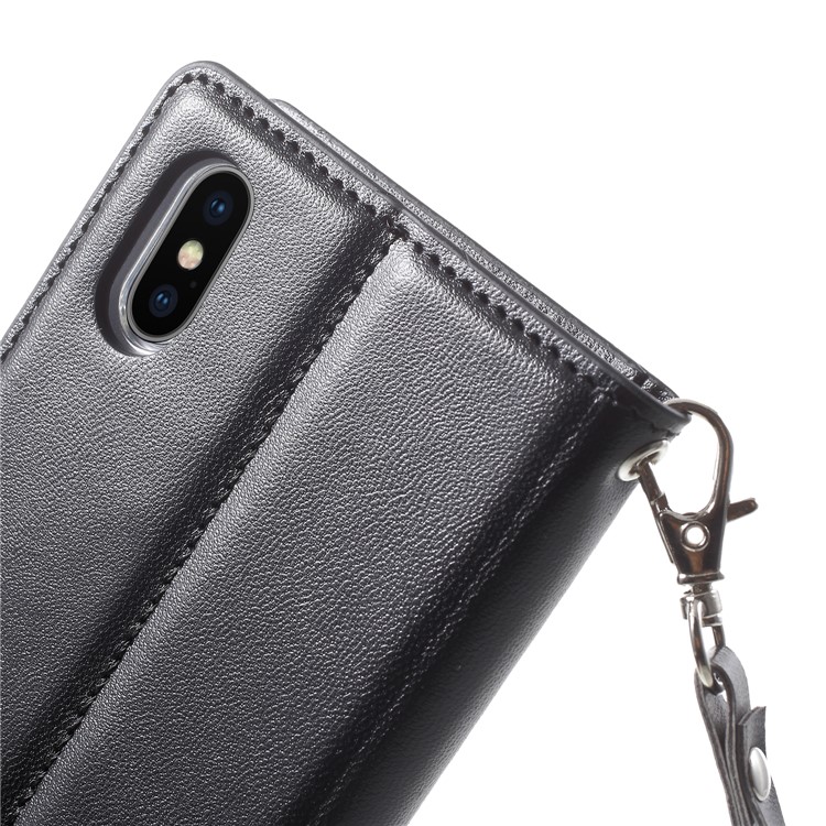 MERCURY GOOSPERY Blue Moon Wallet Leather Case with Hand Strap for iPhone X - Black-7