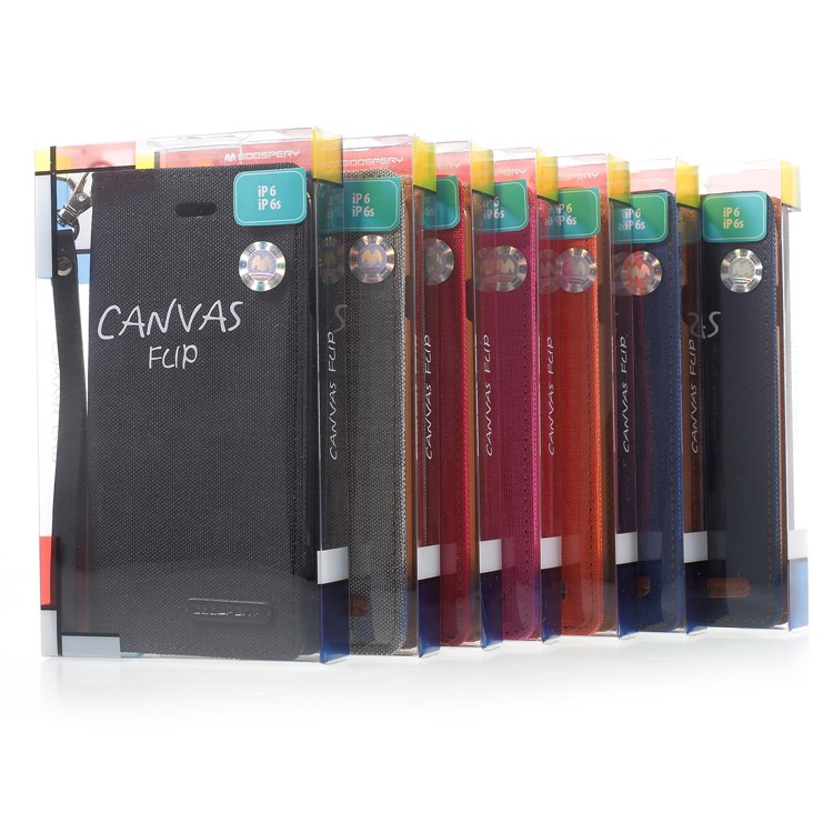 MERCURY GOOSPERY Canvas Flip Card Holder Leather Case for iPhone 6s / 6 4.7 - Black-10
