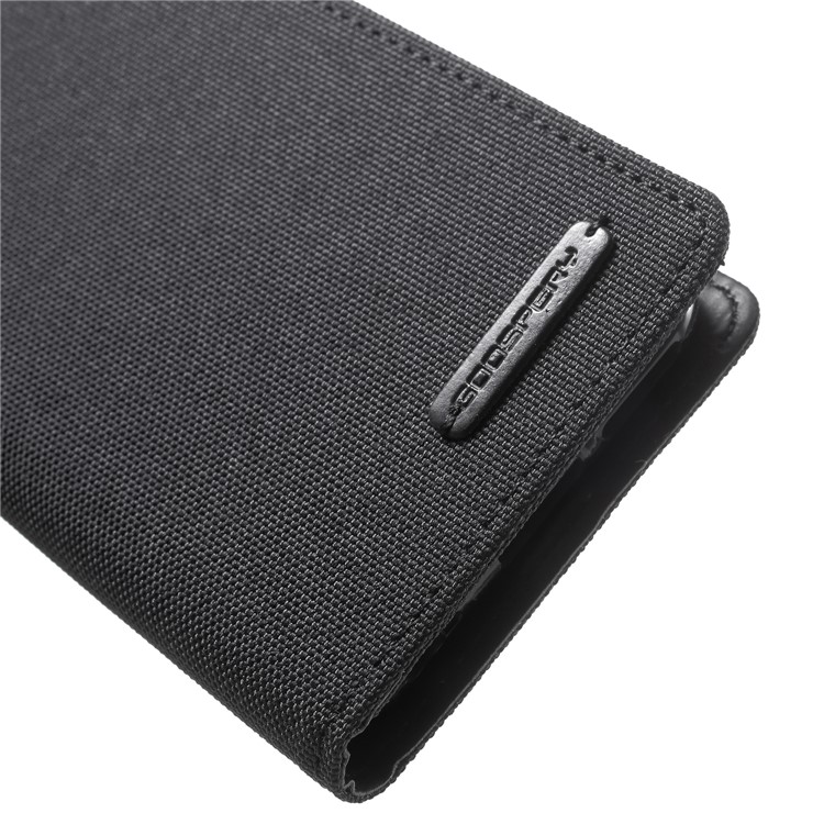 MERCURY GOOSPERY Canvas Flip Card Holder Leather Case with Strap for iPhone 6s Plus / 6 Plus 5.5 inch - Black-7