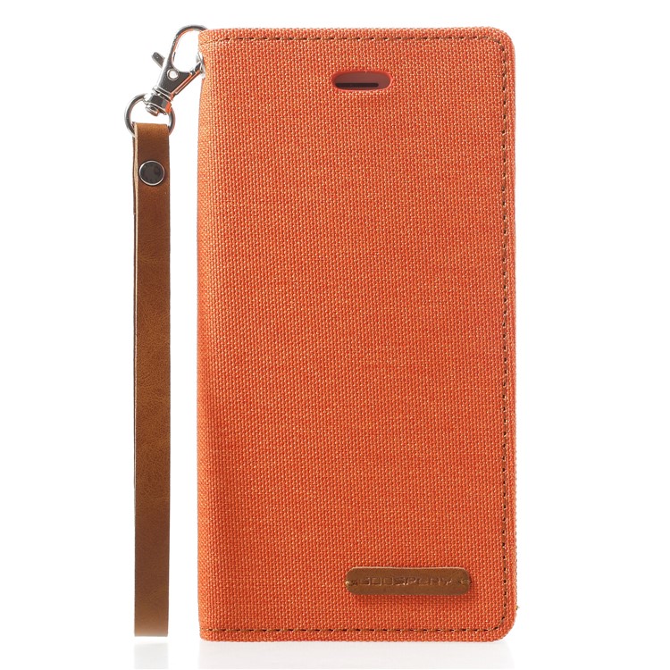 

MERCURY GOOSPERY Canvas Flip Card Holder Leather Mobile Phone Case with Strap for iPhone 6s Plus / 6 Plus 5.5 inch - Orange