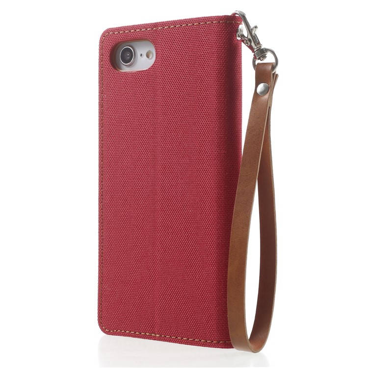 MERCURY GOOSPERY Canvas PU Leather Wallet Stand Phone Case for iPhone 8 / 7 - Red-2