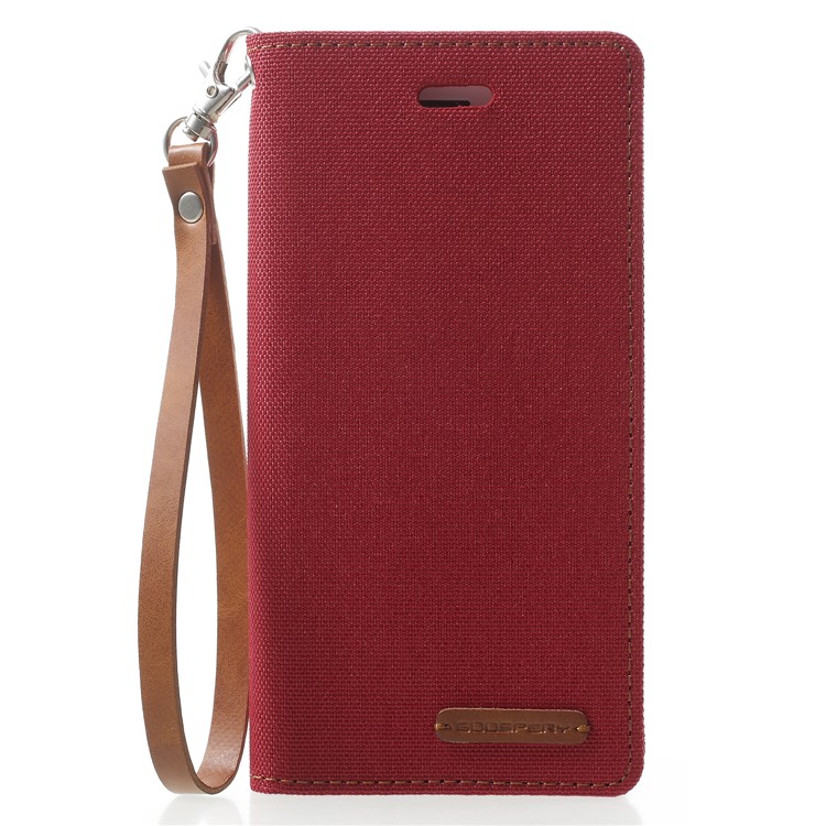 MERCURY GOOSPERY Canvas PU Leather Wallet Stand Phone Case for iPhone 8 / 7 - Red-3