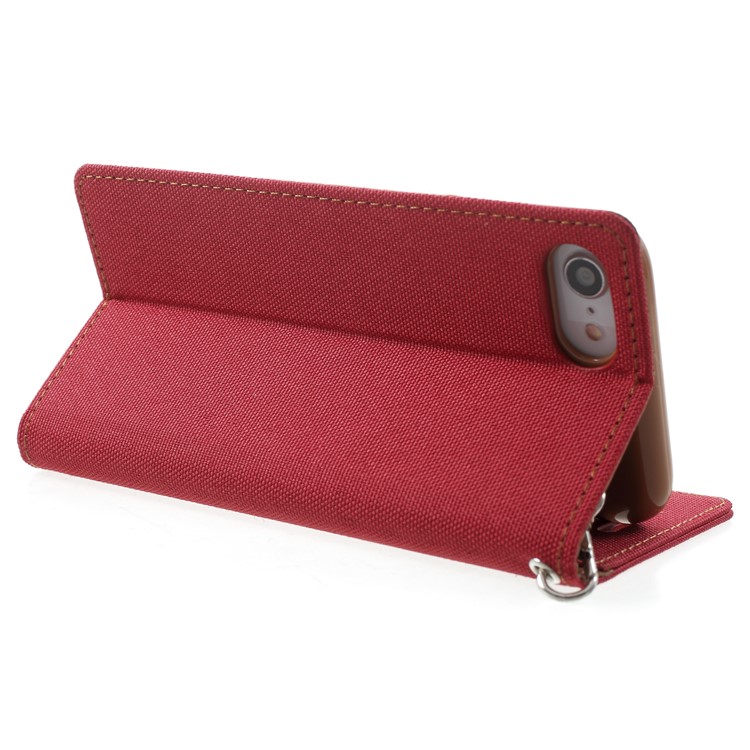 MERCURY GOOSPERY Canvas PU Leather Wallet Stand Phone Case for iPhone 8 / 7 - Red-5