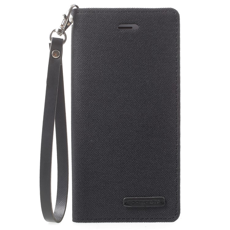 

MERCURY GOOSPERY Canvas PU Leather Wallet Stand Phone Cover for iPhone 8 / 7 - Black