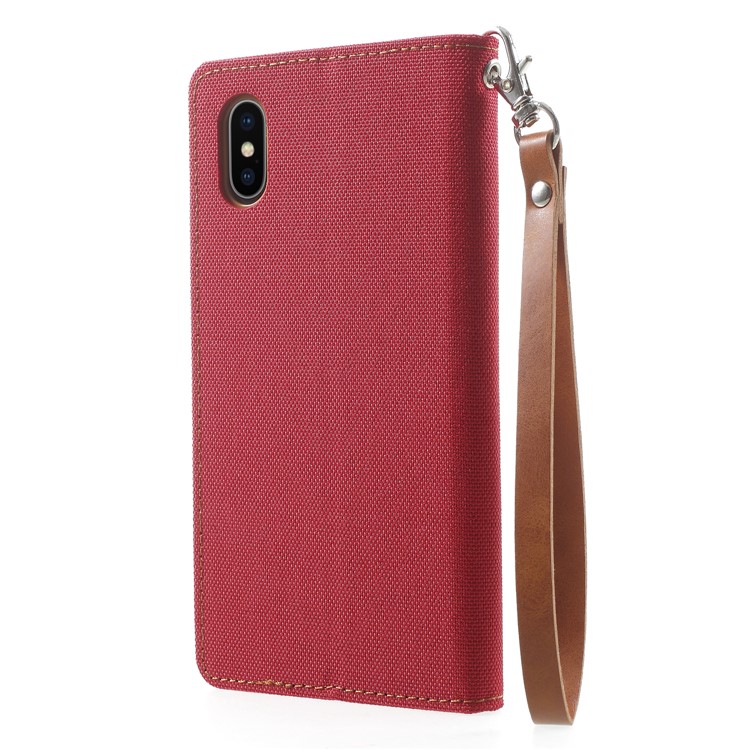 MERCURY GOOSPERY Canvas PU Leather Stand Wallet Case for iPhone X / 10 - Red-2