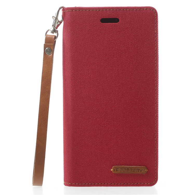 MERCURY GOOSPERY Canvas PU Leather Stand Wallet Case for iPhone X / 10 - Red-3