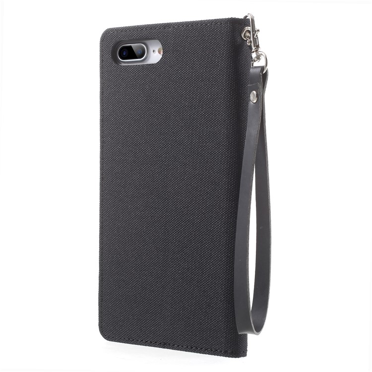 MERCURY GOOSPERY Canvas PU Leather Mobile Phone Case with Stand for iPhone 8 Plus / 7 Plus - Black-2