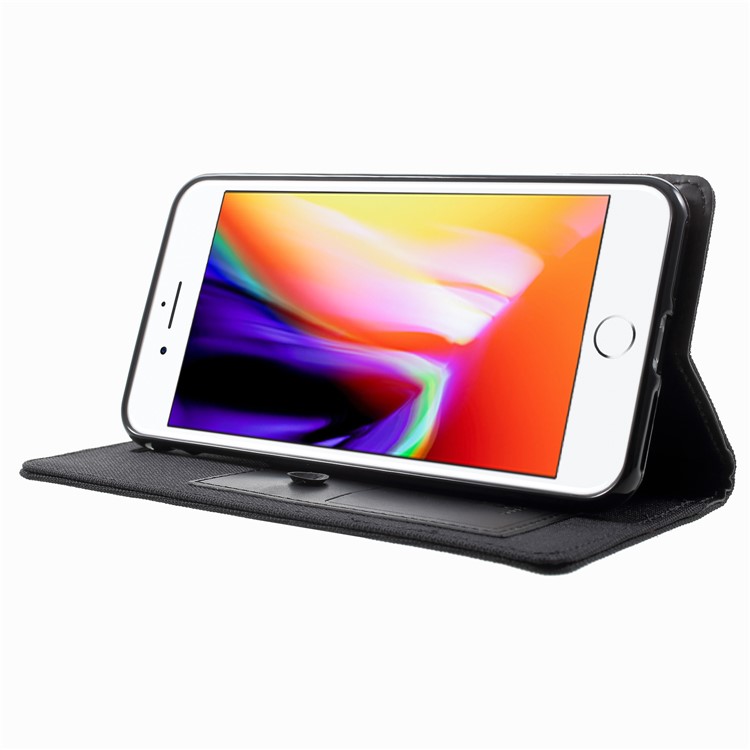 MERCURY GOOSPERY Canvas PU Leather Mobile Phone Case with Stand for iPhone 8 Plus / 7 Plus - Black-4