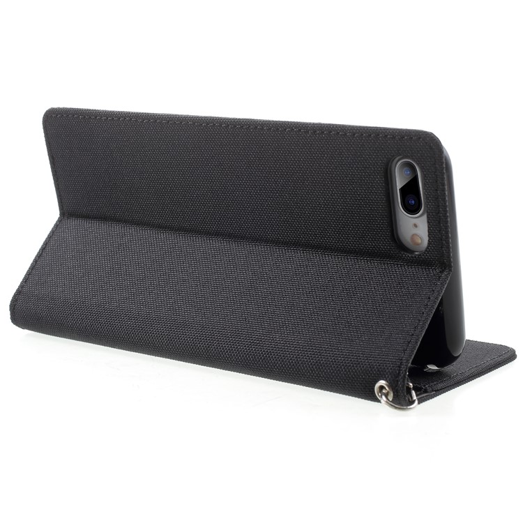 MERCURY GOOSPERY Canvas PU Leather Mobile Phone Case with Stand for iPhone 8 Plus / 7 Plus - Black-5