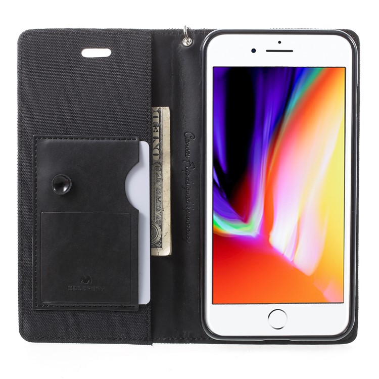 MERCURY GOOSPERY Canvas PU Leather Mobile Phone Case with Stand for iPhone 8 Plus / 7 Plus - Black-6
