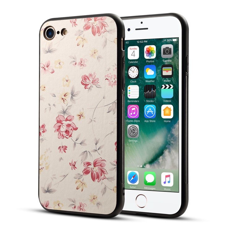 Pattern Printing PU Leather Coated PC + TPU Hybrid Case for iPhone 8 / 7 4.7 inch - Blooming Flower-1