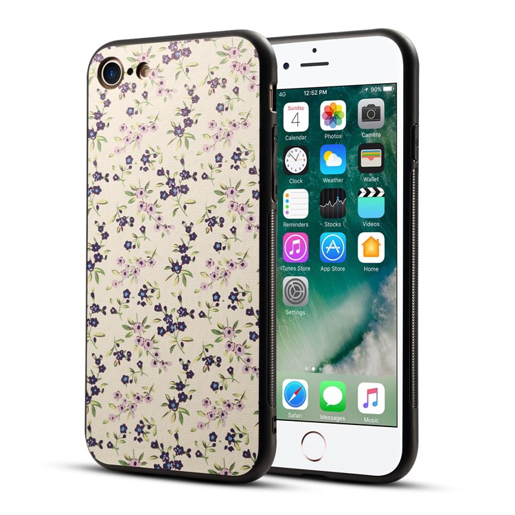

Pattern Printing PU Leather Coated PC + TPU Hybrid Back Casing for iPhone 8 / 7 4.7 inch - Blue Flower