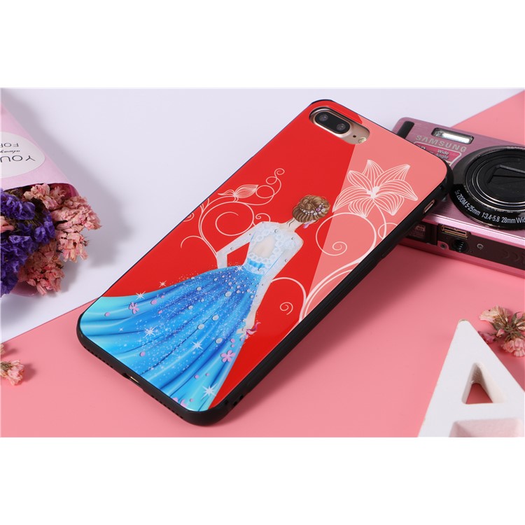 Beauty Series 9H Tempered Glass Back + Soft TPU Edges Mobile Casing for iPhone 8 Plus / 7 Plus - Baby Blue-2