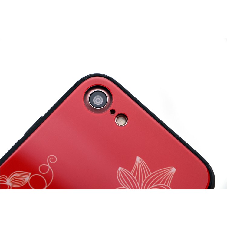 Beauty Series 9H Tempered Glass Back + Soft TPU Edges Phone Case for iPhone 8/7 - Red Dress-3