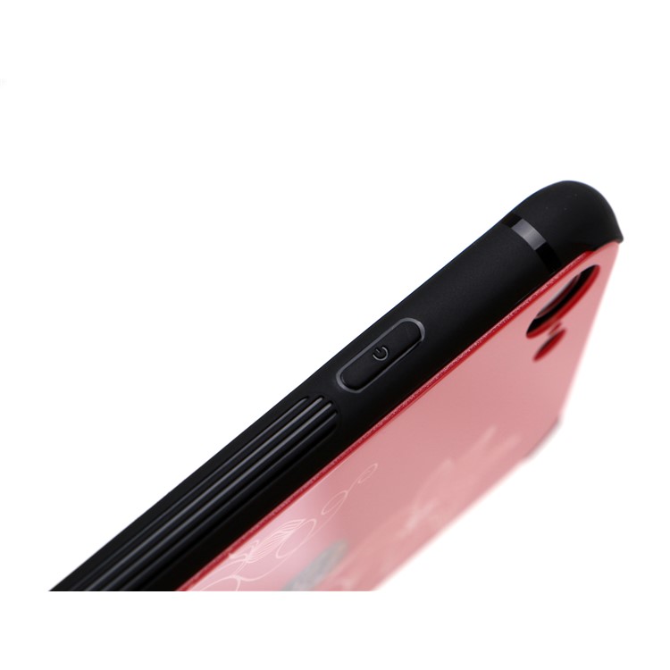 Beauty Series 9H Tempered Glass Back + Soft TPU Edges Phone Case for iPhone 8/7 - Red Dress-4