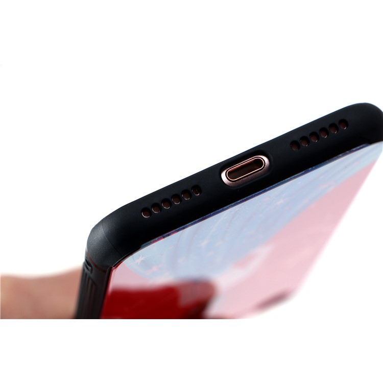 Beauty Series 9H Tempered Glass Back + Soft TPU Edges Phone Case for iPhone 8/7 - Red Dress-7