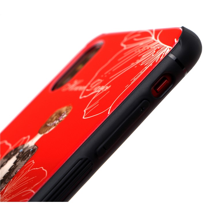 Beauty Series 9H Tempered Glass Back + Soft TPU Edges Mobile Casing for iPhone X - Dark Blue-5