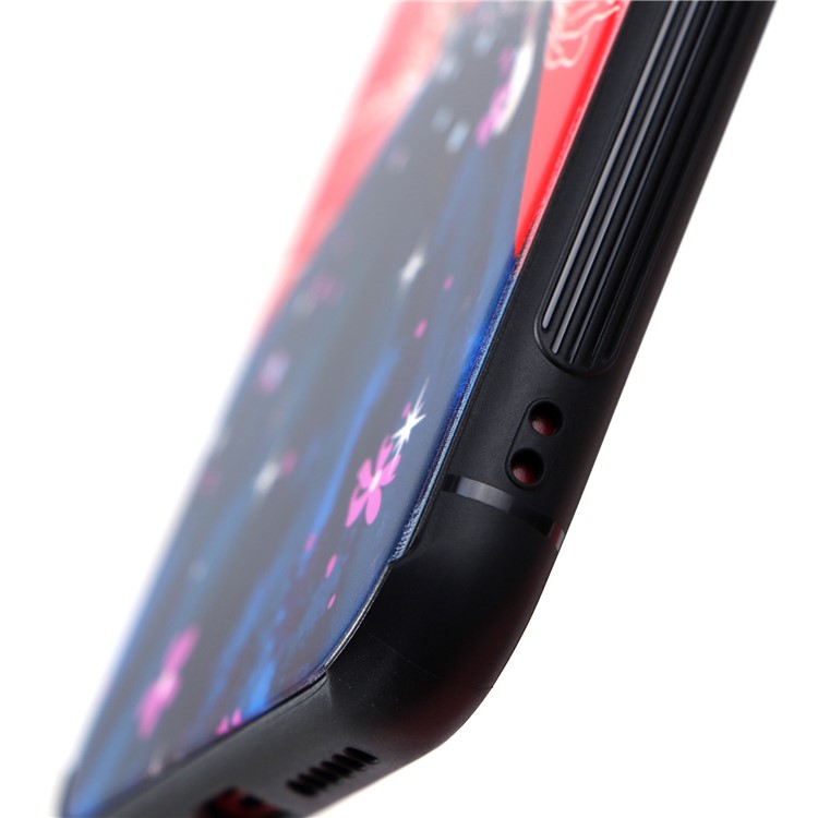 Beauty Series 9H Tempered Glass Back + Soft TPU Edges Mobile Casing for iPhone X - Dark Blue-6