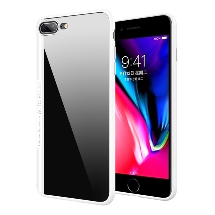 

Drop-resistant TPU Edge + Clear PC Hybrid Mobile Phone Cover for iPhone 8 Plus / 7 Plus 5.5 inch - White