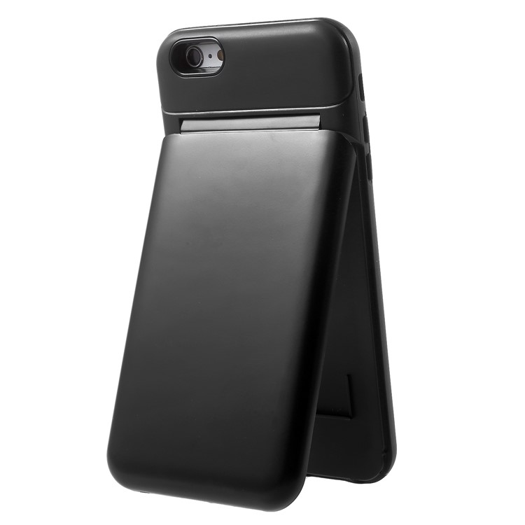 Card Slots Hard PC Back Case with Mirror and Kickstand for iPhone 6s Plus / 6 Plus - Black-5