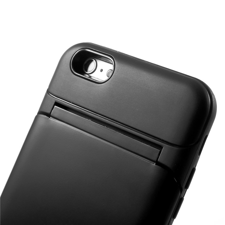 Card Slots Hard PC Back Case with Mirror and Kickstand for iPhone 6s Plus / 6 Plus - Black-7