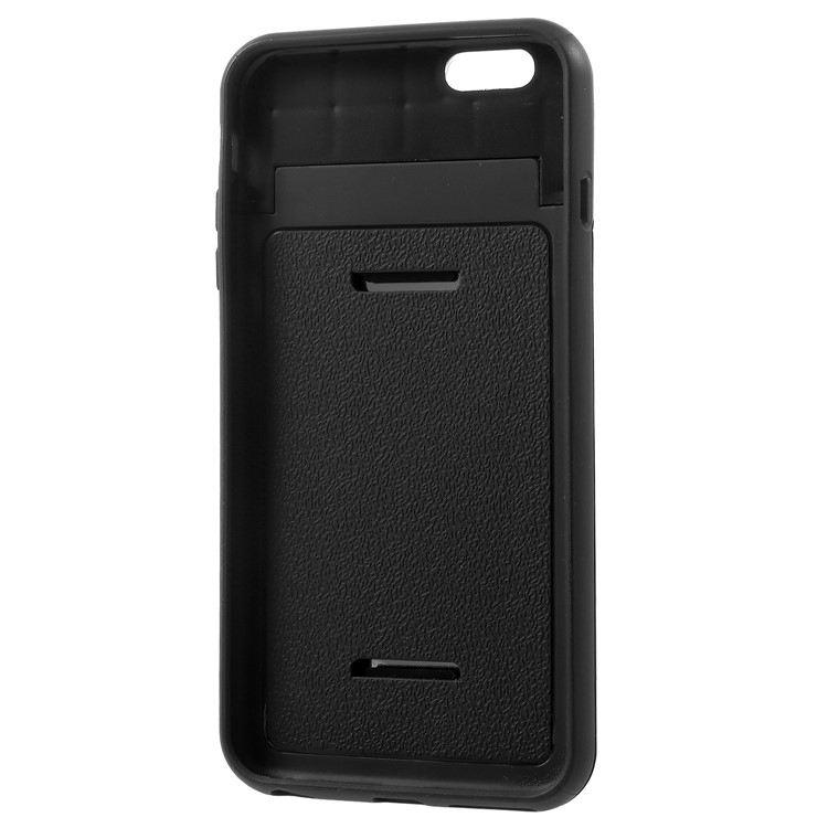 Card Slots Hard PC Back Case with Mirror and Kickstand for iPhone 6s Plus / 6 Plus - Black-9