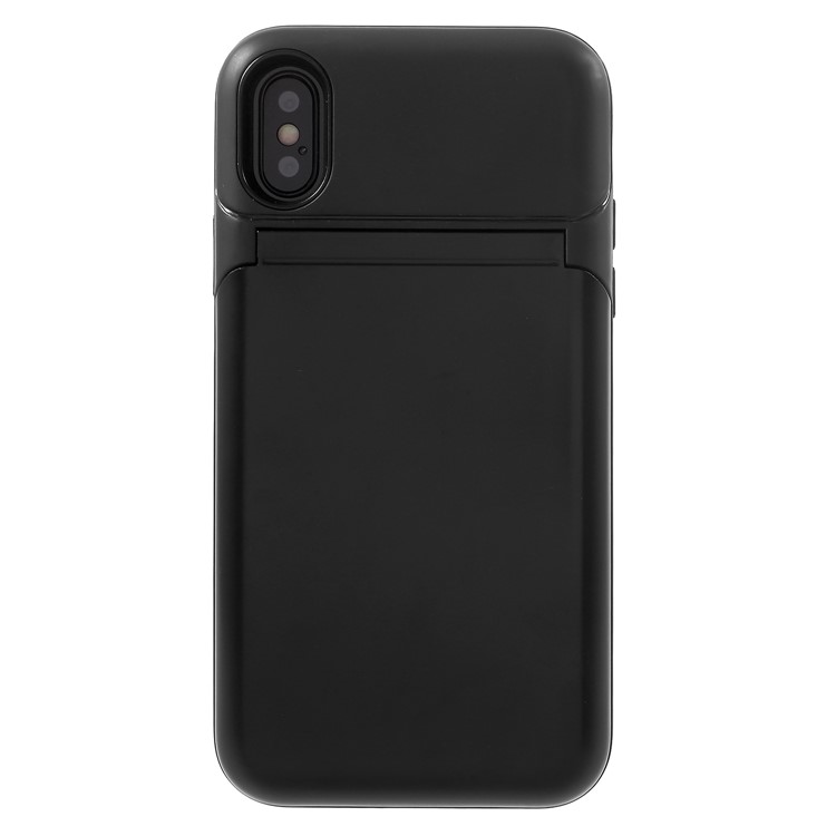 Card Slots Hard PC Back Casing with Mirror and Kickstand for iPhone X - Black-3