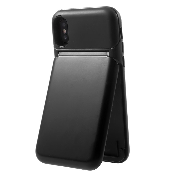 Card Slots Hard PC Back Casing with Mirror and Kickstand for iPhone X - Black-5
