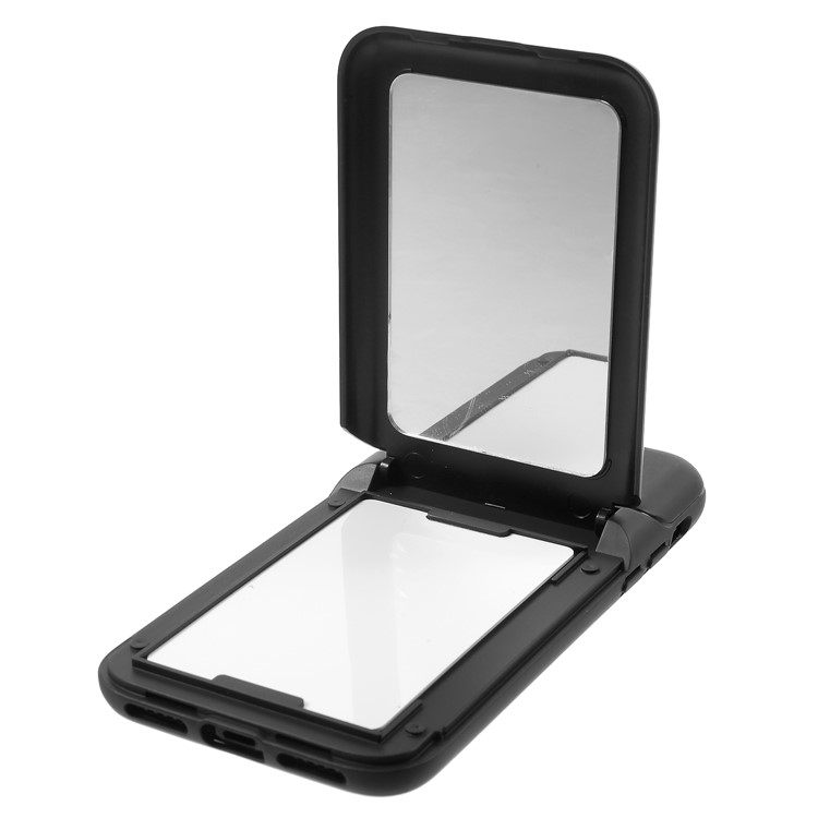 Card Slots Hard PC Back Casing with Mirror and Kickstand for iPhone X - Black-6