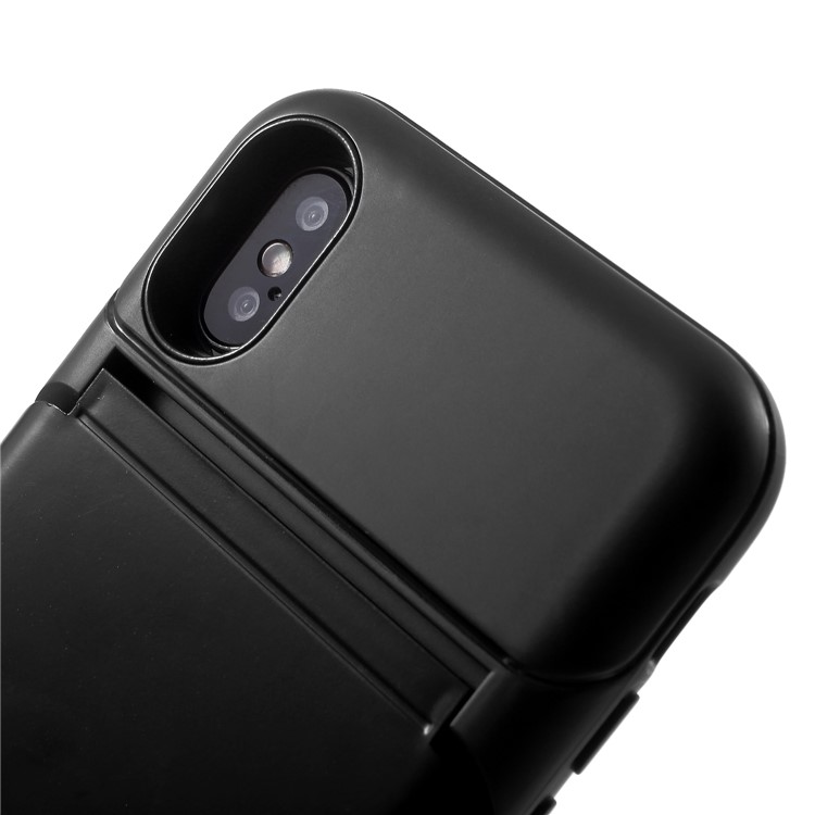 Card Slots Hard PC Back Casing with Mirror and Kickstand for iPhone X - Black-7