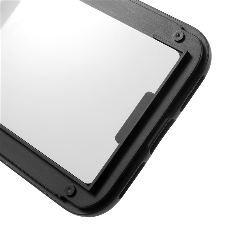 Card Slots Hard PC Back Casing with Mirror and Kickstand for iPhone X - Black-8