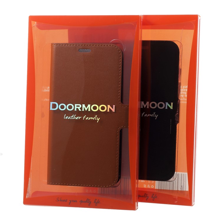 DOORMOON Genuine Leather Card Holder Stand Case for iPhone X/10 5.8 inch - Black-10