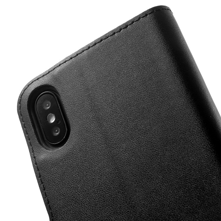 DOORMOON Genuine Leather Card Holder Stand Case for iPhone X/10 5.8 inch - Black-8