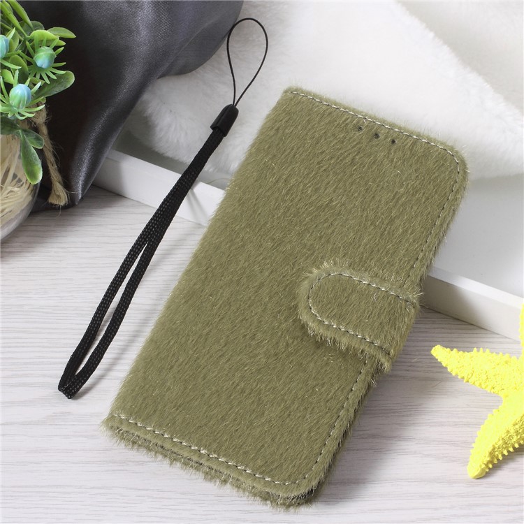 

Fur PU Leather Phone Case Accessory with Stand for iPhone 8 / 7 4.7 inch - Green, iPhone 8