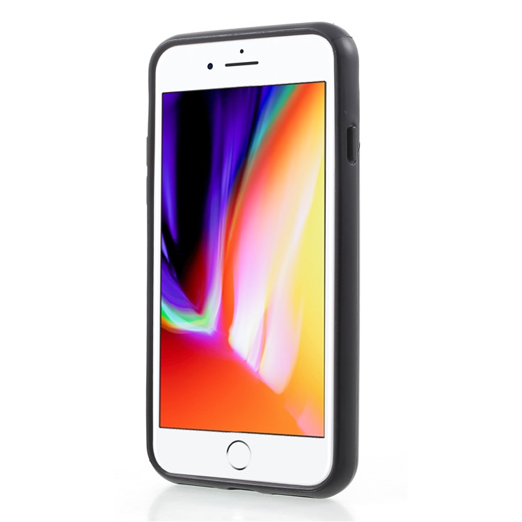 Card Holder Kickstand PC TPU Hybrid Case with Mirror for iPhone 8 / 7 - Black-2