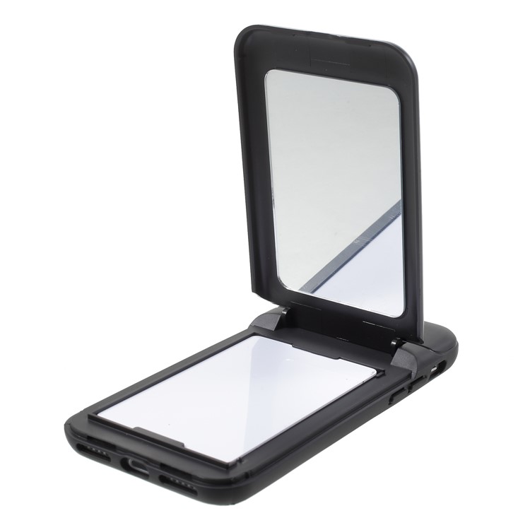 Card Holder Kickstand PC TPU Hybrid Case with Mirror for iPhone 8 / 7 - Black-6
