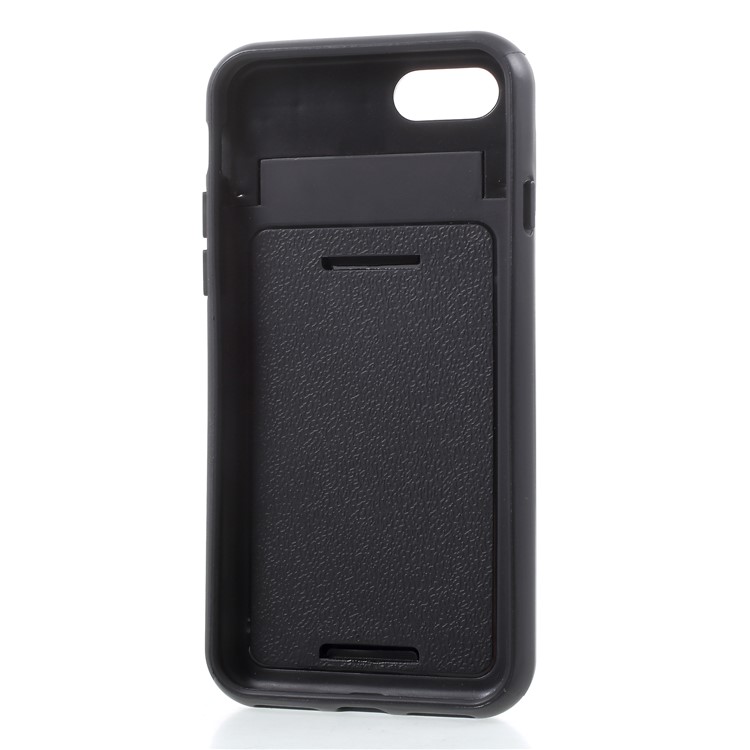 Card Holder Kickstand PC TPU Hybrid Case with Mirror for iPhone 8 / 7 - Black-9