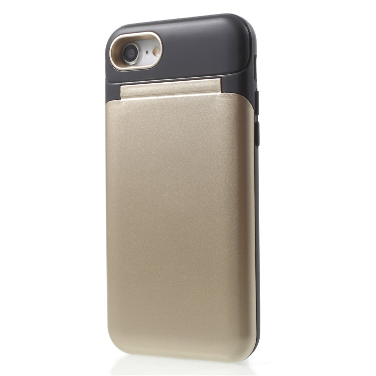 Card Holder Kickstand PC TPU Mobile Phone Cover with Mirror for iPhone 8 / 7 - Gold-2