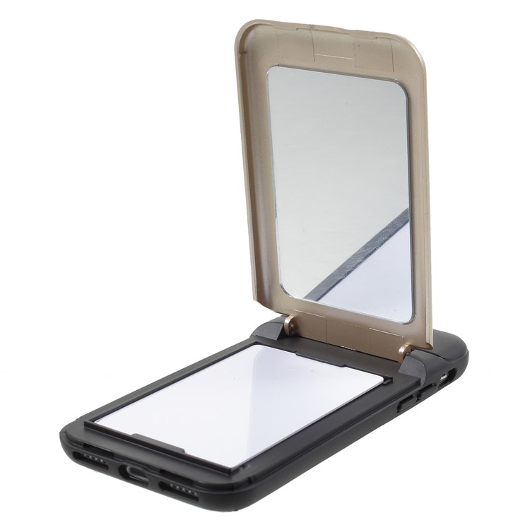 Card Holder Kickstand PC TPU Mobile Phone Cover with Mirror for iPhone 8 / 7 - Gold-5