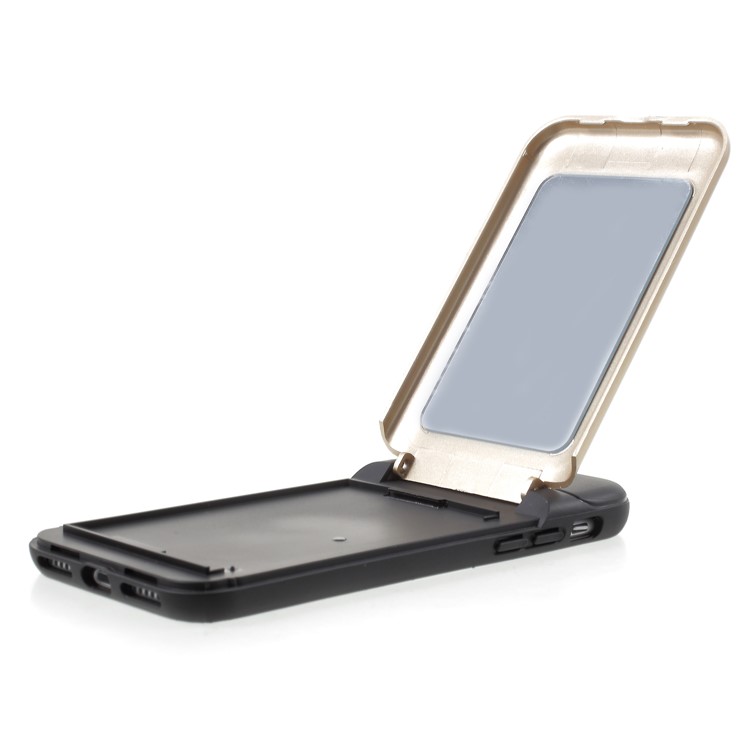 Card Holder Kickstand PC TPU Mobile Phone Cover with Mirror for iPhone 8 / 7 - Gold-6