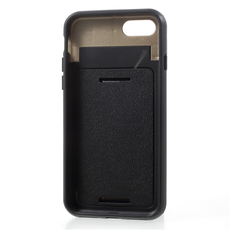 Card Holder Kickstand PC TPU Mobile Phone Cover with Mirror for iPhone 8 / 7 - Gold-7