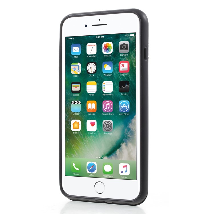 Card Slots Hard PC Back Casing with Mirror and Kickstand for iPhone 8 Plus / 7 Plus - Black-2
