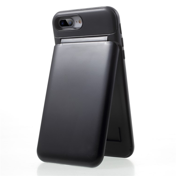 Card Slots Hard PC Back Casing with Mirror and Kickstand for iPhone 8 Plus / 7 Plus - Black-5