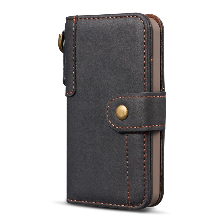 Retro Style Split Leather Wallet Stand Phone Flip Case with Strap for iPhone SE/5s/5 - Black-13