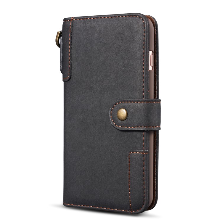 Retro Style Split Leather Wallet Stand Phone Flip Case with Strap for iPhone 8/7 4.7 inch - Black-12