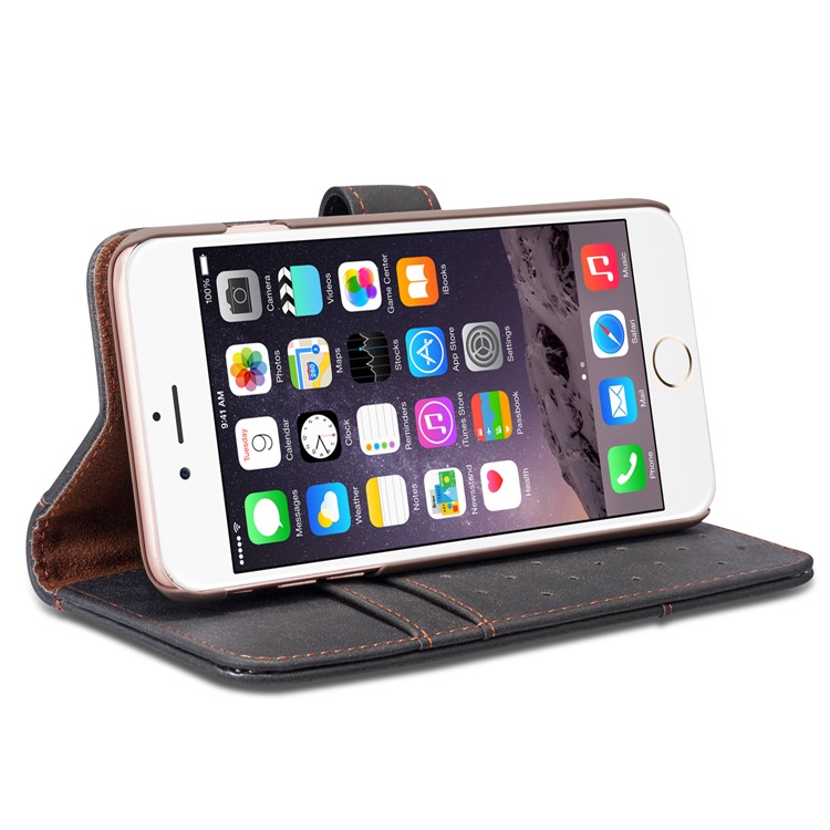 Retro Style Split Leather Wallet Stand Phone Flip Case with Strap for iPhone 8/7 4.7 inch - Black-8