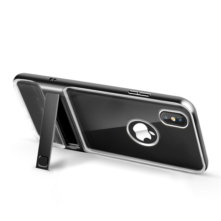 ELEGANCE TPU + PC Hybrid Back Case with Kickstand for iPhone X / 10 5.8 inch - Black-2