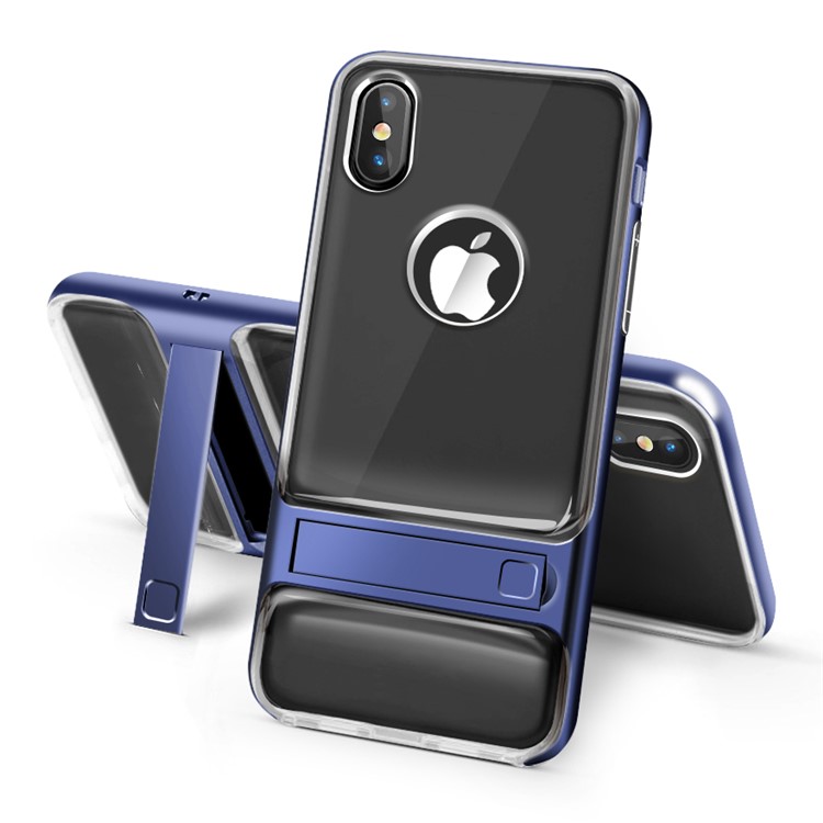 

ELEGANCE Hybrid TPU + PC Kickstand Phone Shell for iPhone X / 10 5.8 inch - Dark Blue