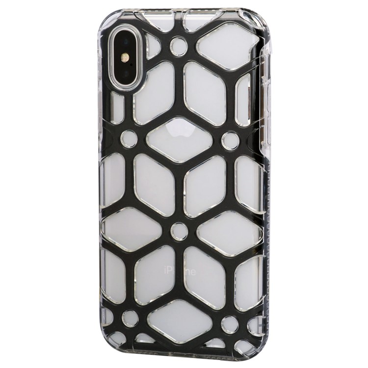 Honeycomb Pattern Clear TPU Back Mobile Casing for iPhone X - Black-2